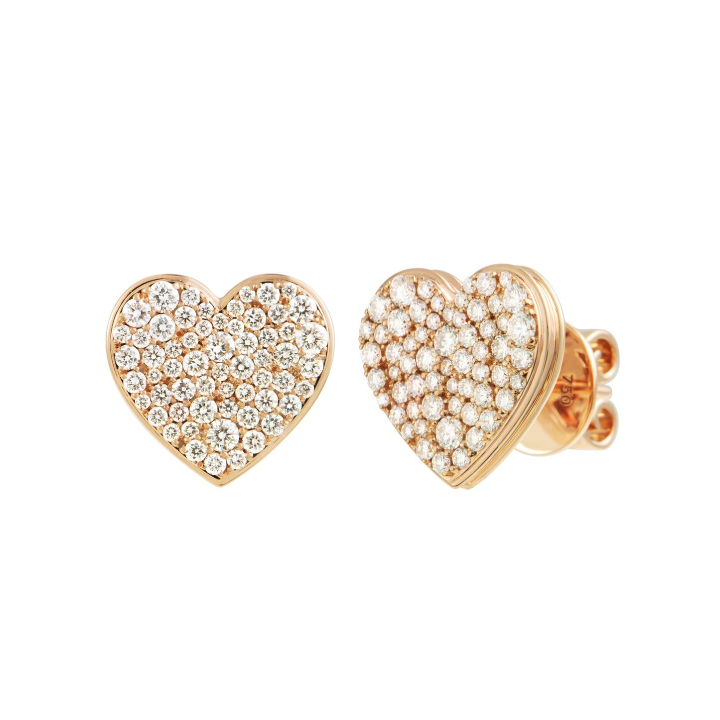 Caviar Heart Grande Diamond Studs