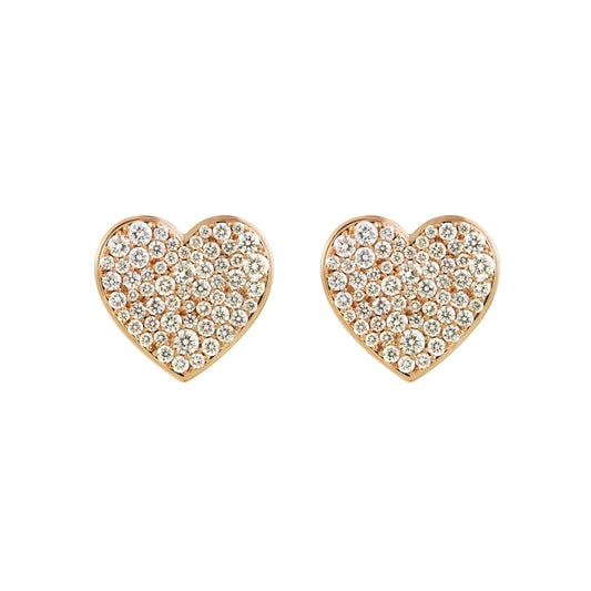 Caviar Heart Grande Diamond Studs