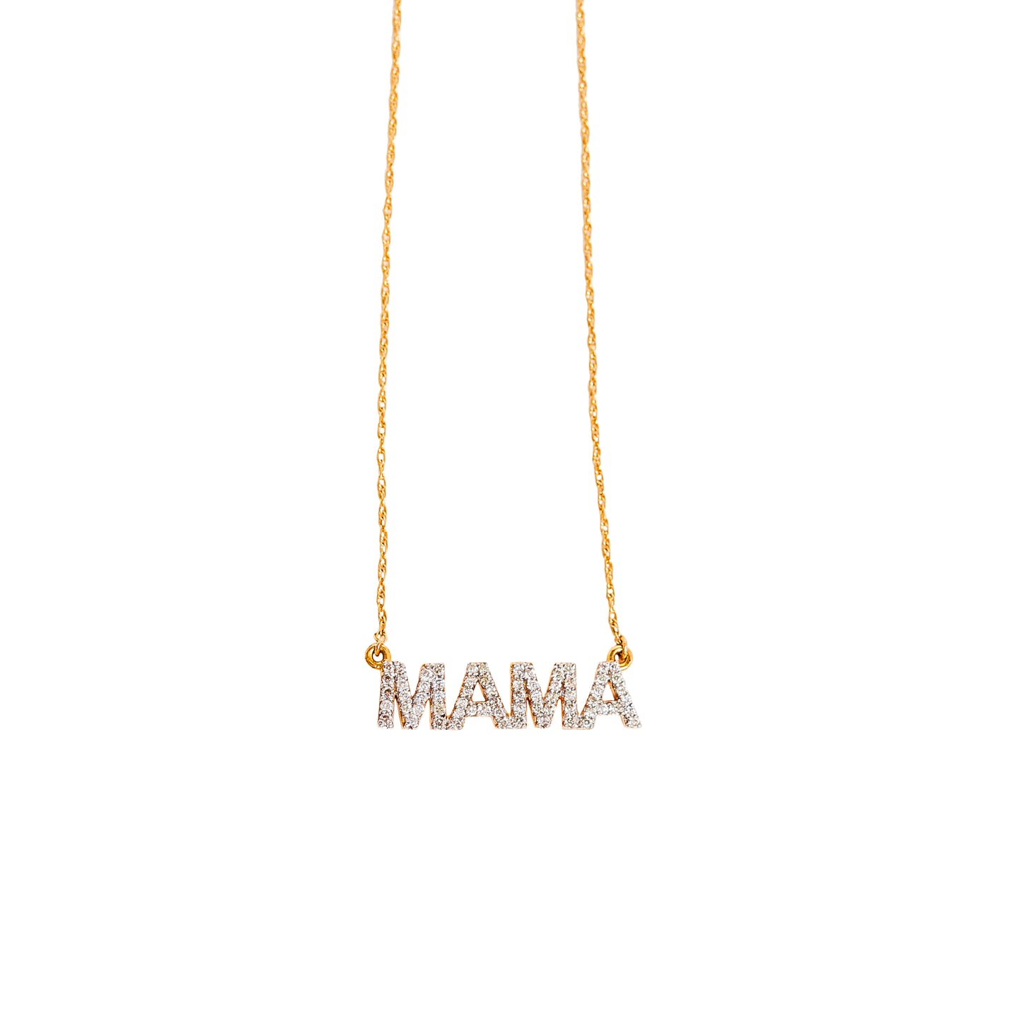 Gold MAMA Necklace with Diamonds