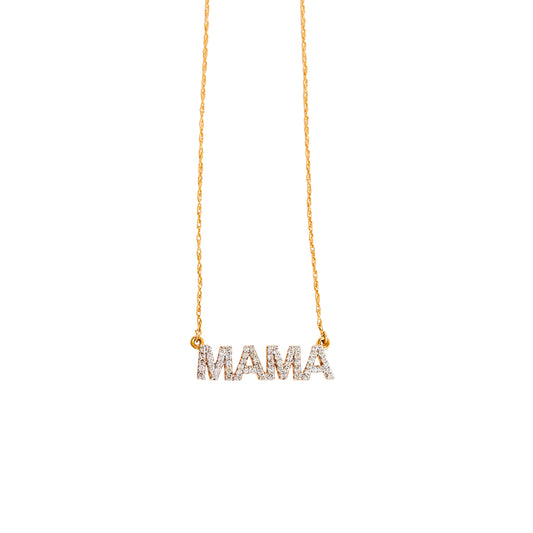 Gold MAMA Necklace with Diamonds