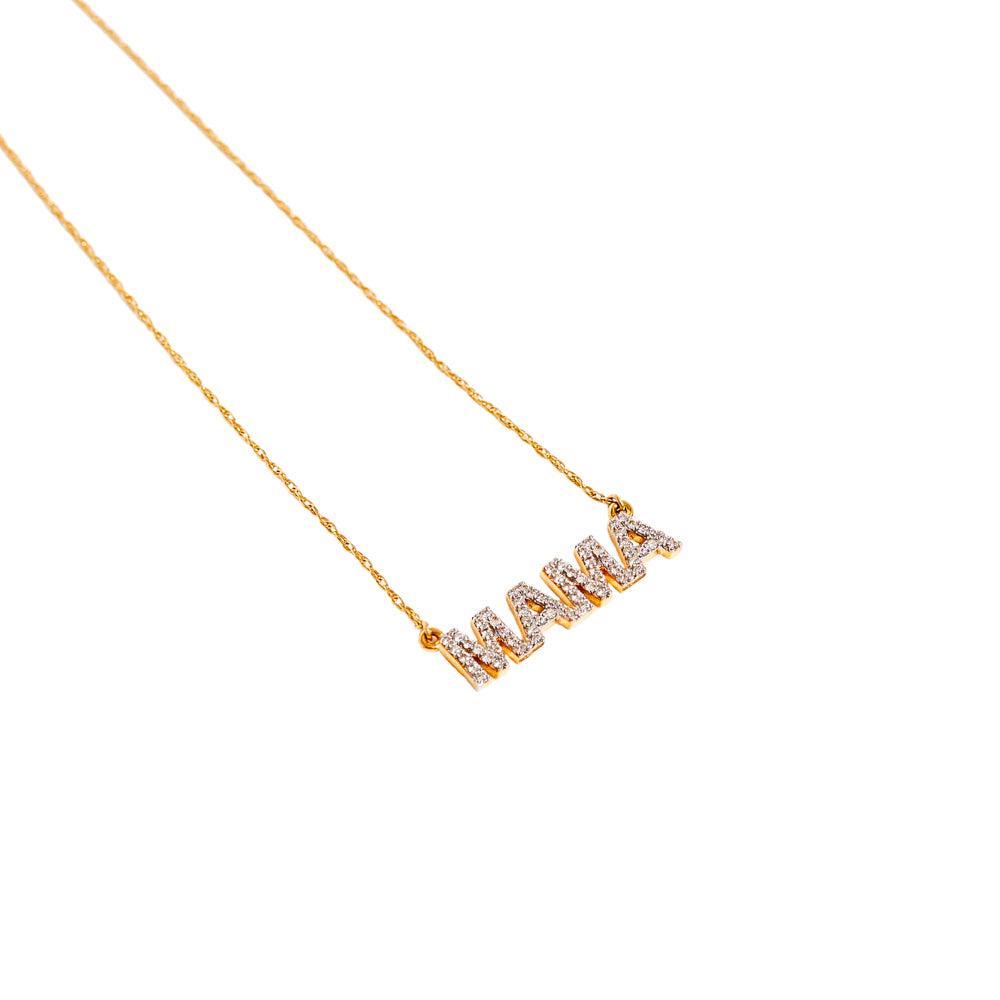 Gold MAMA Necklace with Diamonds