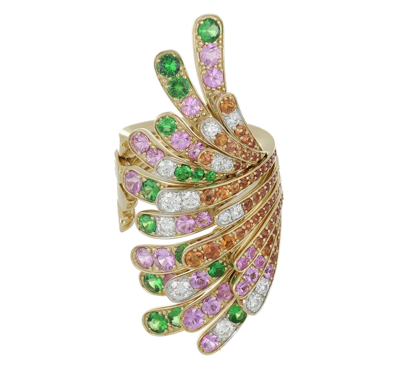 Gold Multi Coloured Ring with Emeralds