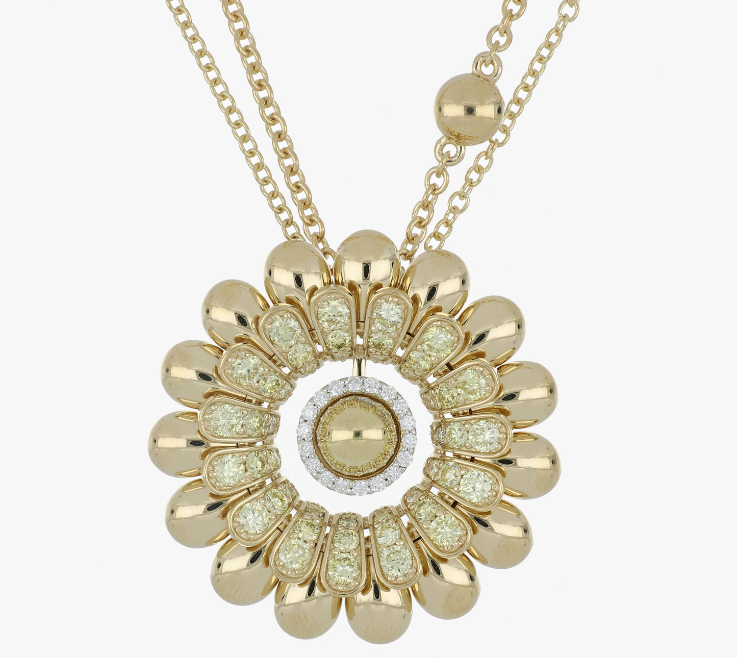 Long Gold and Diamond Flower Necklace