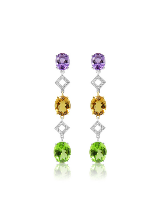 Amethyst and Citrine Drop Earrings