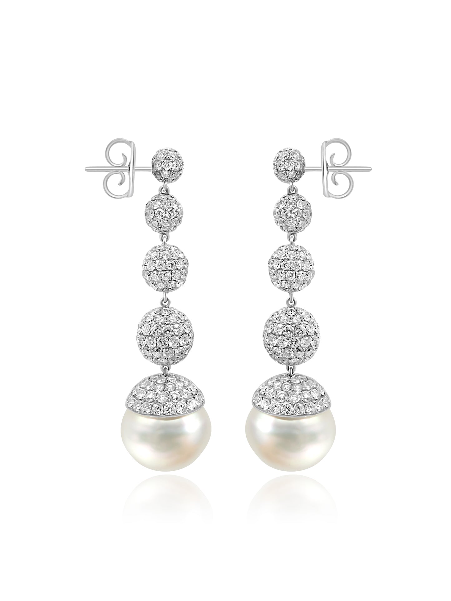 Pearl & Diamond Drop Earrings