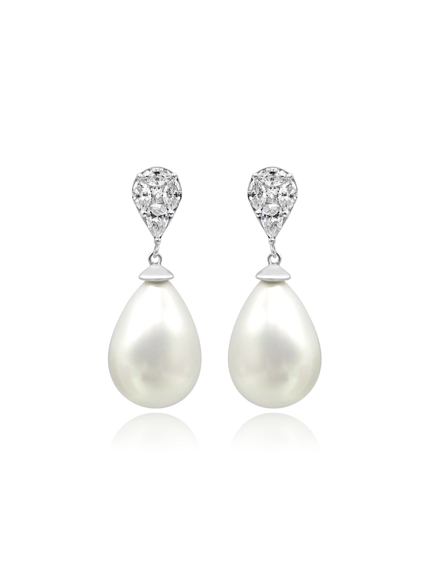 Pearl & Diamond Drop Earrings