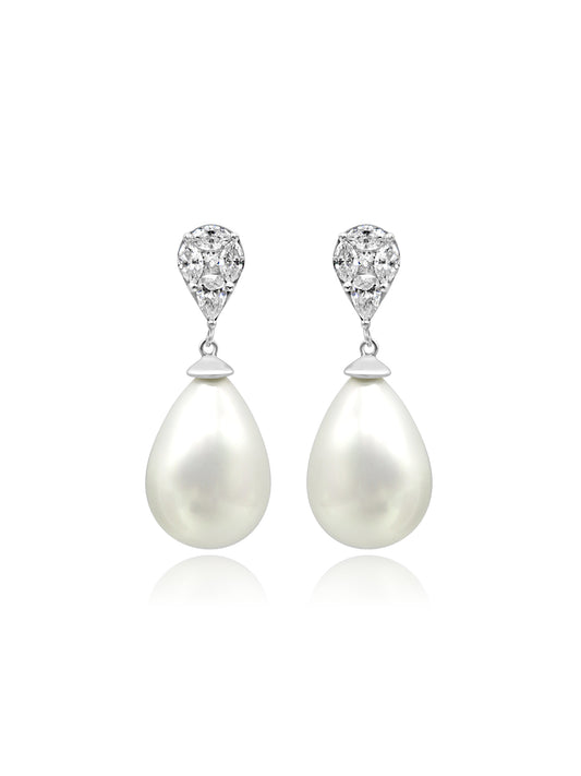 Pearl & Diamond Drop Earrings