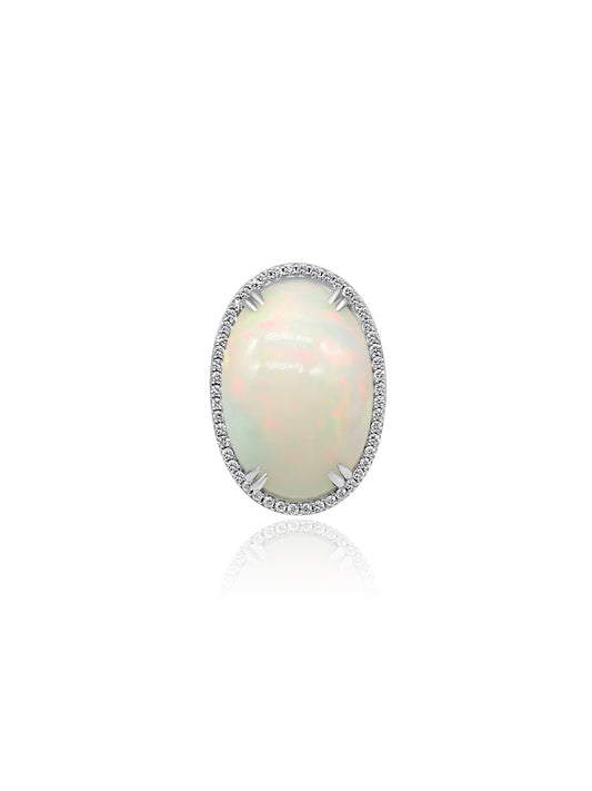 White Opal Diamond Ring