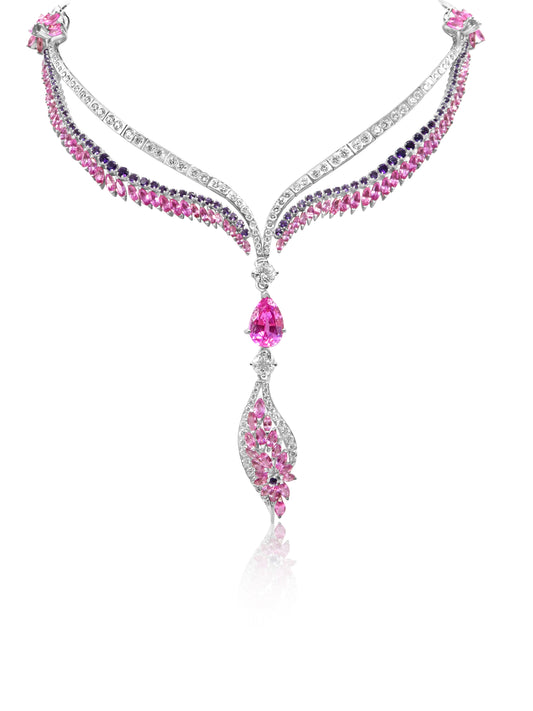Floral Amethyst & Sapphire Necklace