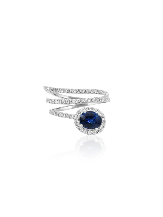 Sapphire & Diamond Spiral Ring