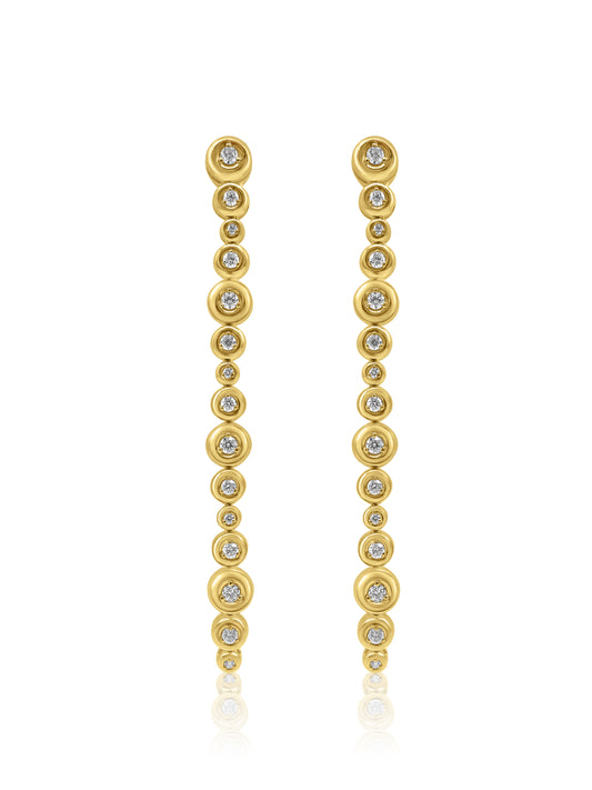 Long Gold and Diamond Earrings