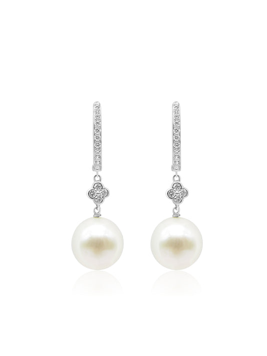 Pearl Diamond Drop Earrings
