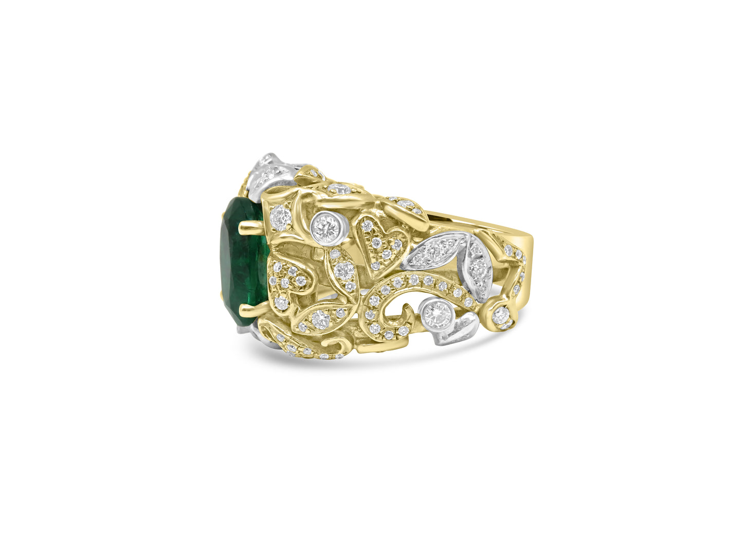 Emerald & Diamond Baroque Cocktail Ring