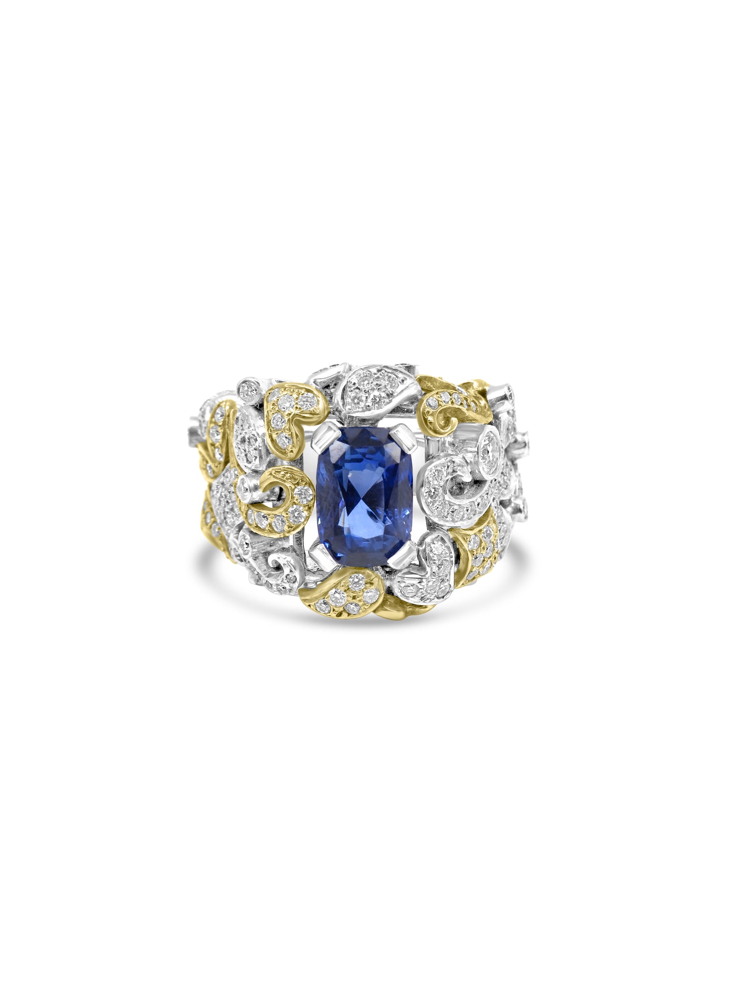 Sapphire & Diamond Baroque Cocktail Ring