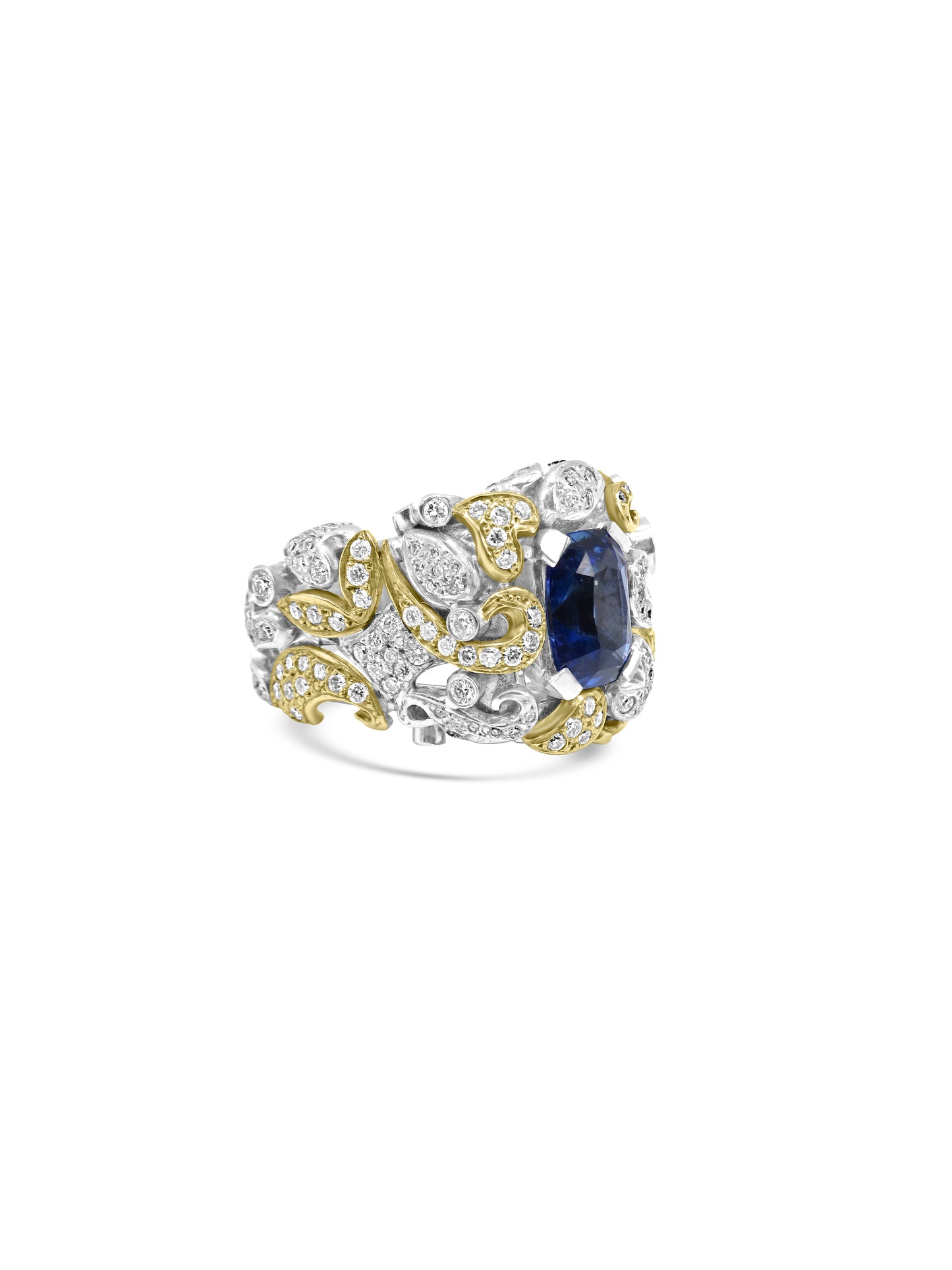 Sapphire & Diamond Baroque Cocktail Ring