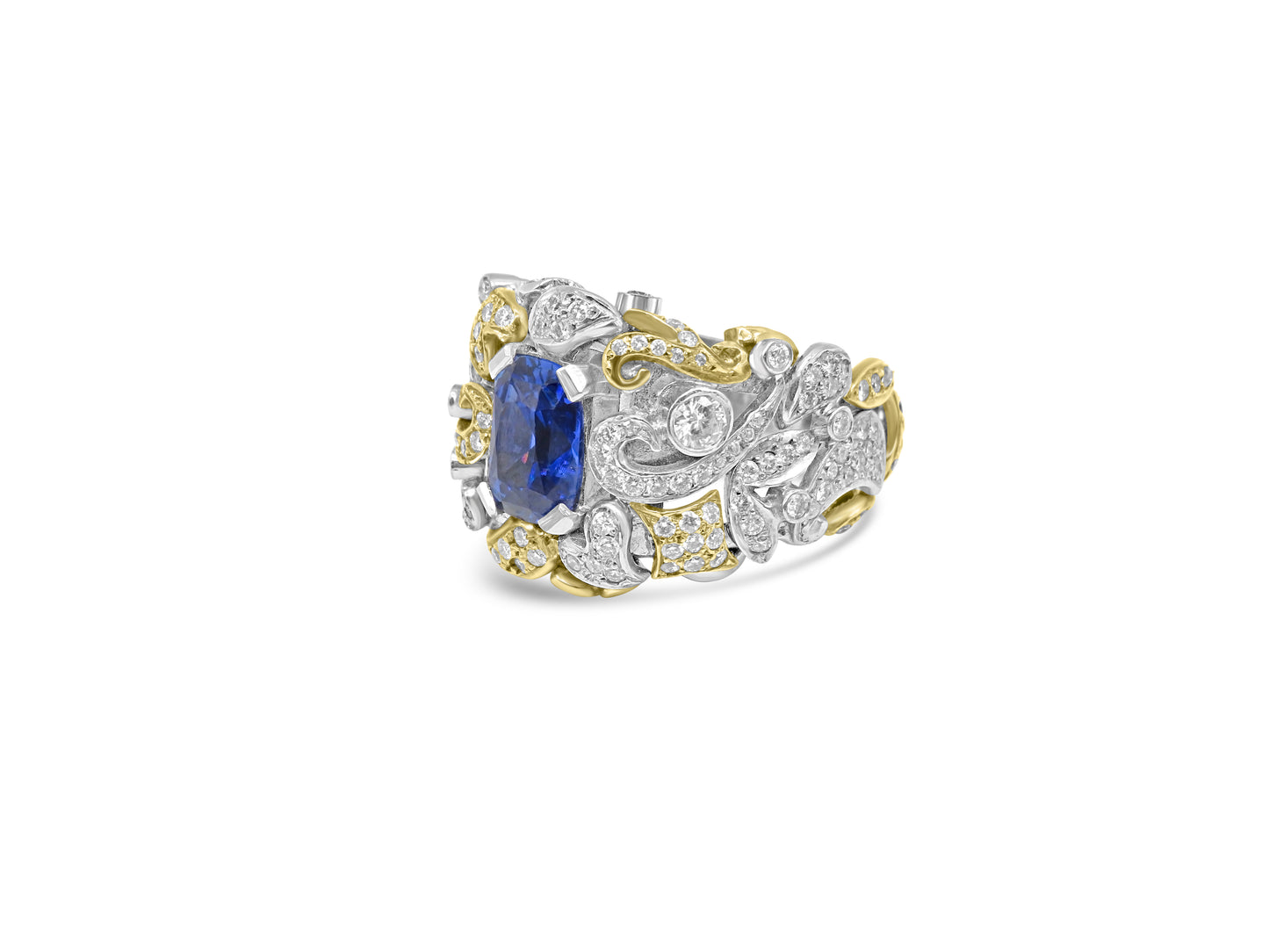 Sapphire & Diamond Baroque Cocktail Ring