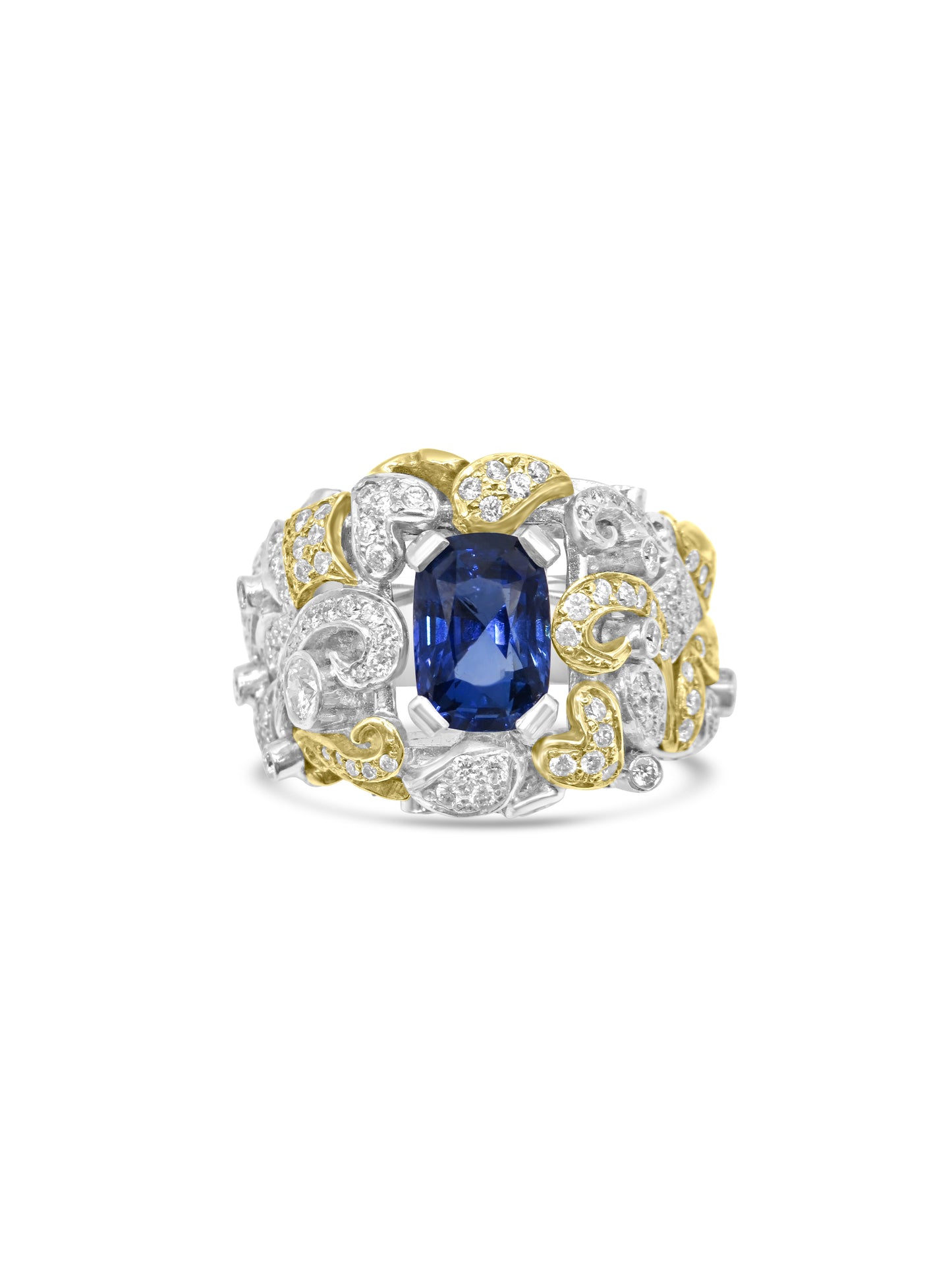 Sapphire & Diamond Baroque Cocktail Ring