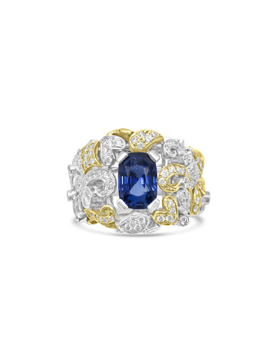 Sapphire & Diamond Baroque Cocktail Ring