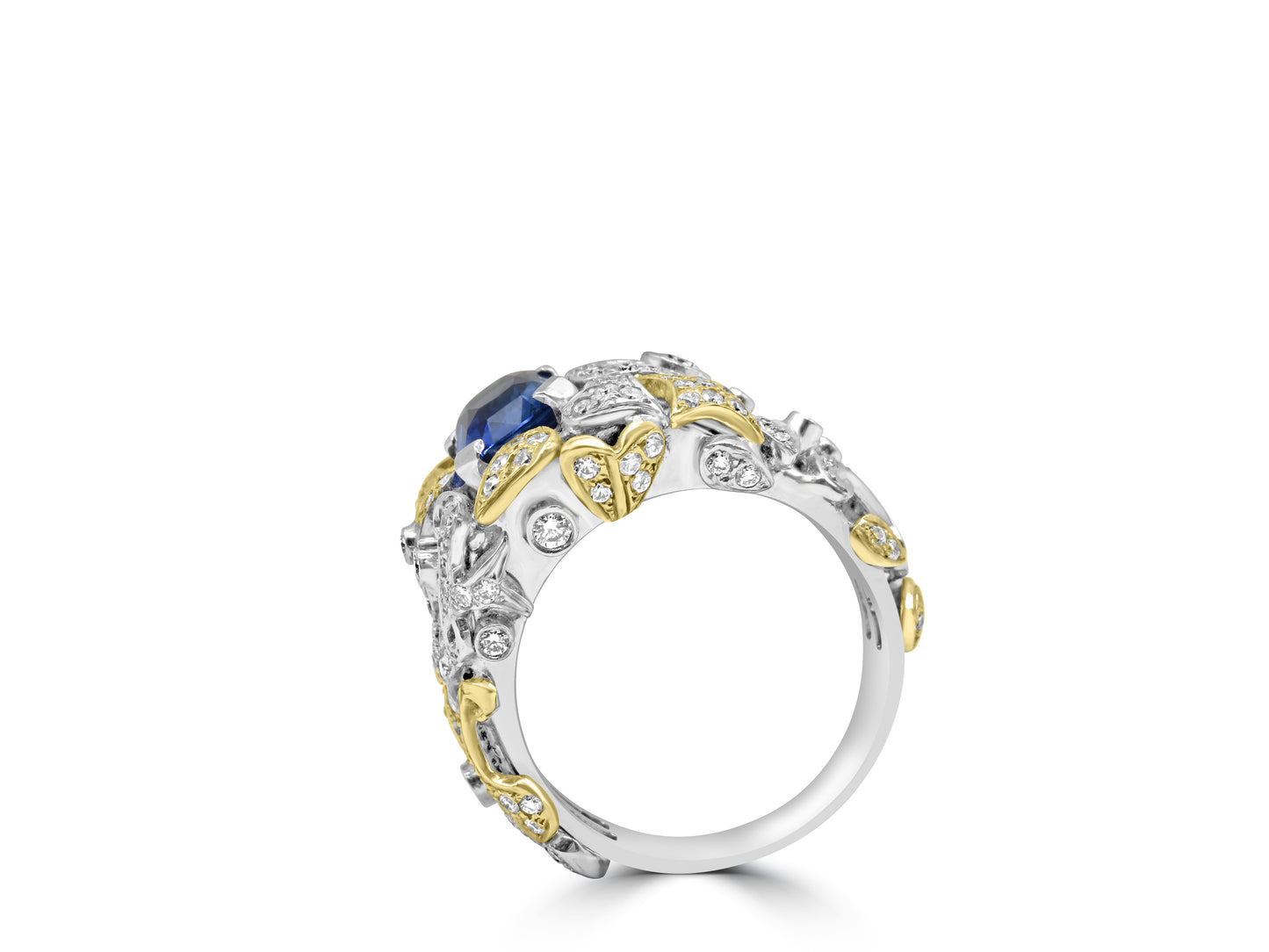 Sapphire & Diamond Baroque Cocktail Ring
