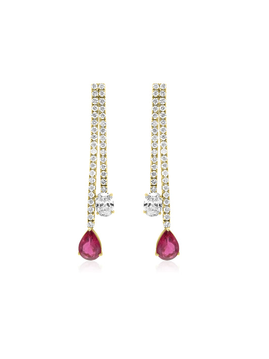 Rubellite and Diamond Earrings