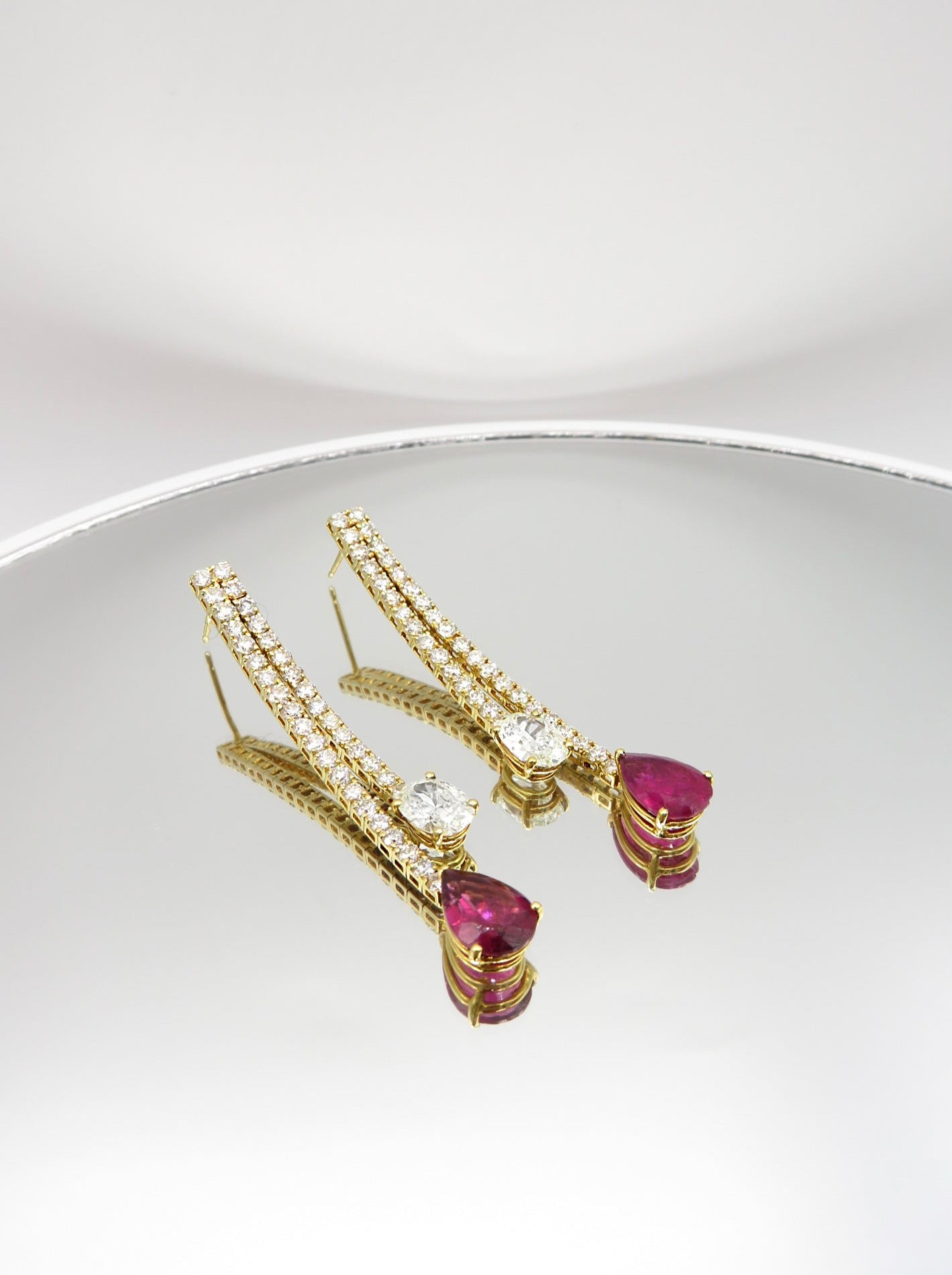 Rubellite and Diamond Earrings