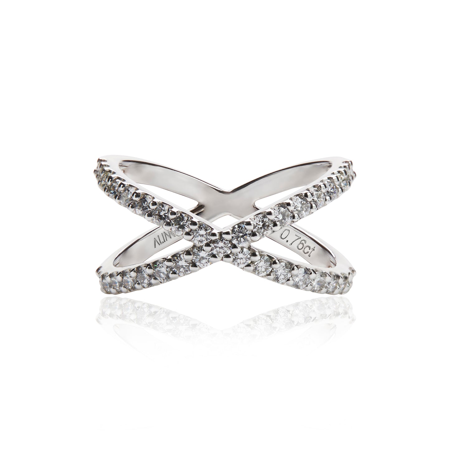 Crossover Diamond Ring in White Gold