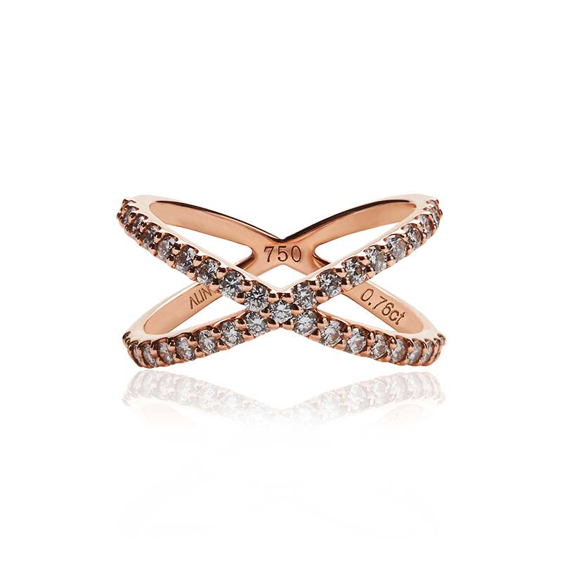 Rose Gold Diamond Crossover Ring