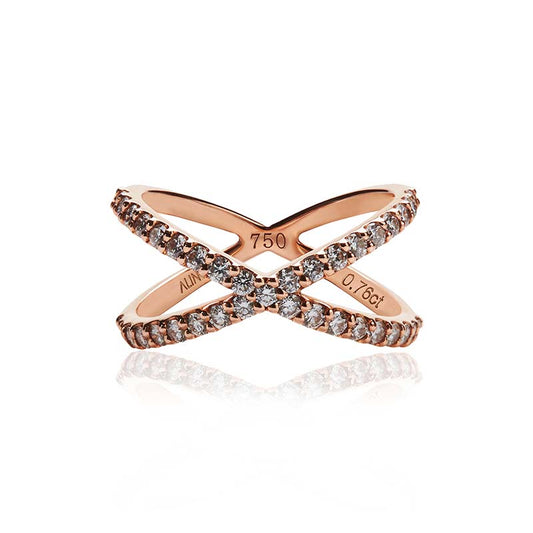 Rose Gold Diamond Crossover Ring