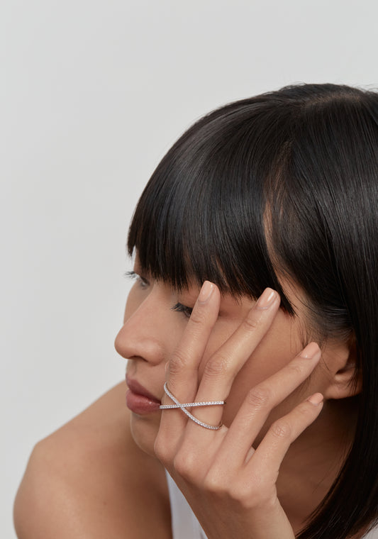 Diamond Duo Crossover Ring