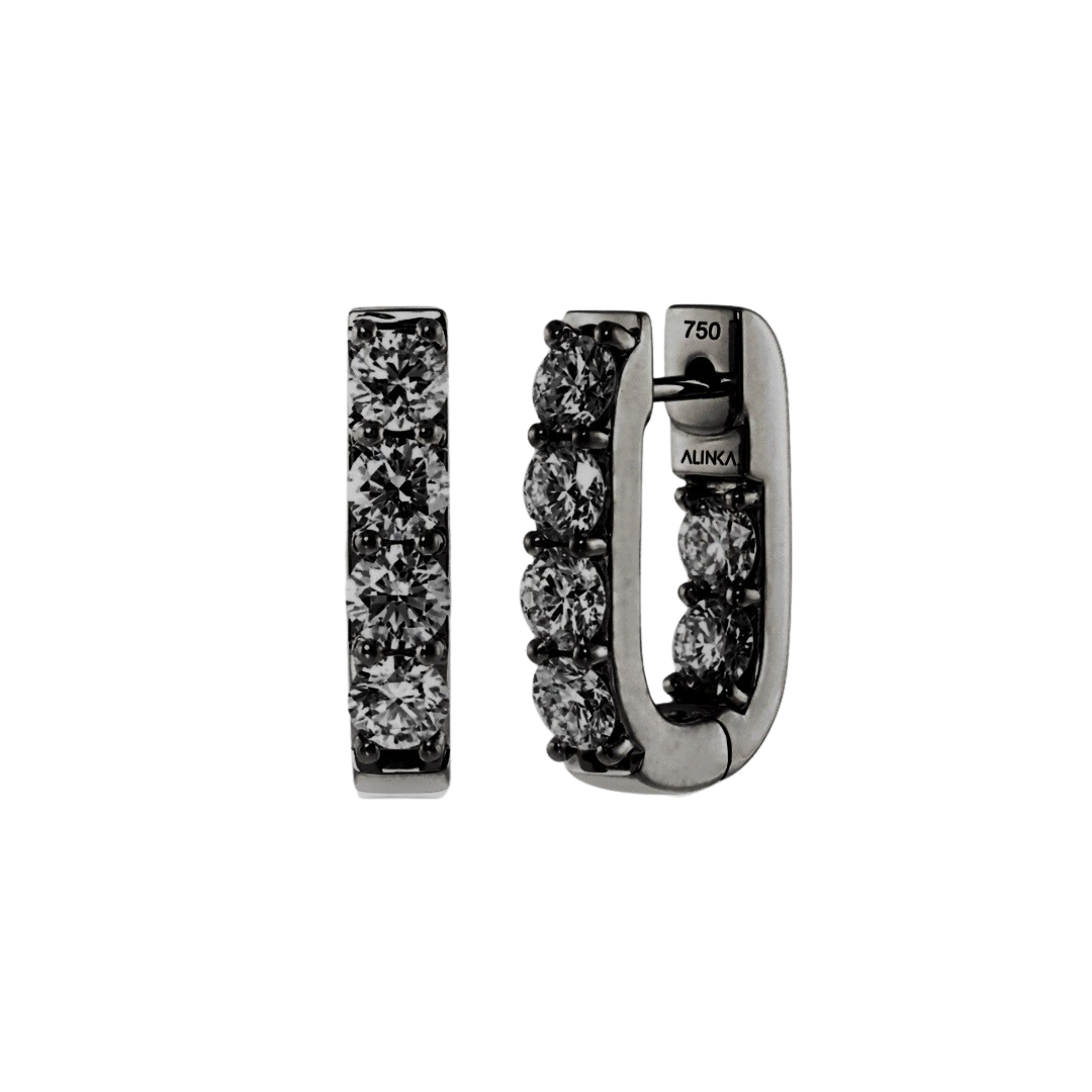 Black Diamond Hoop Earrings