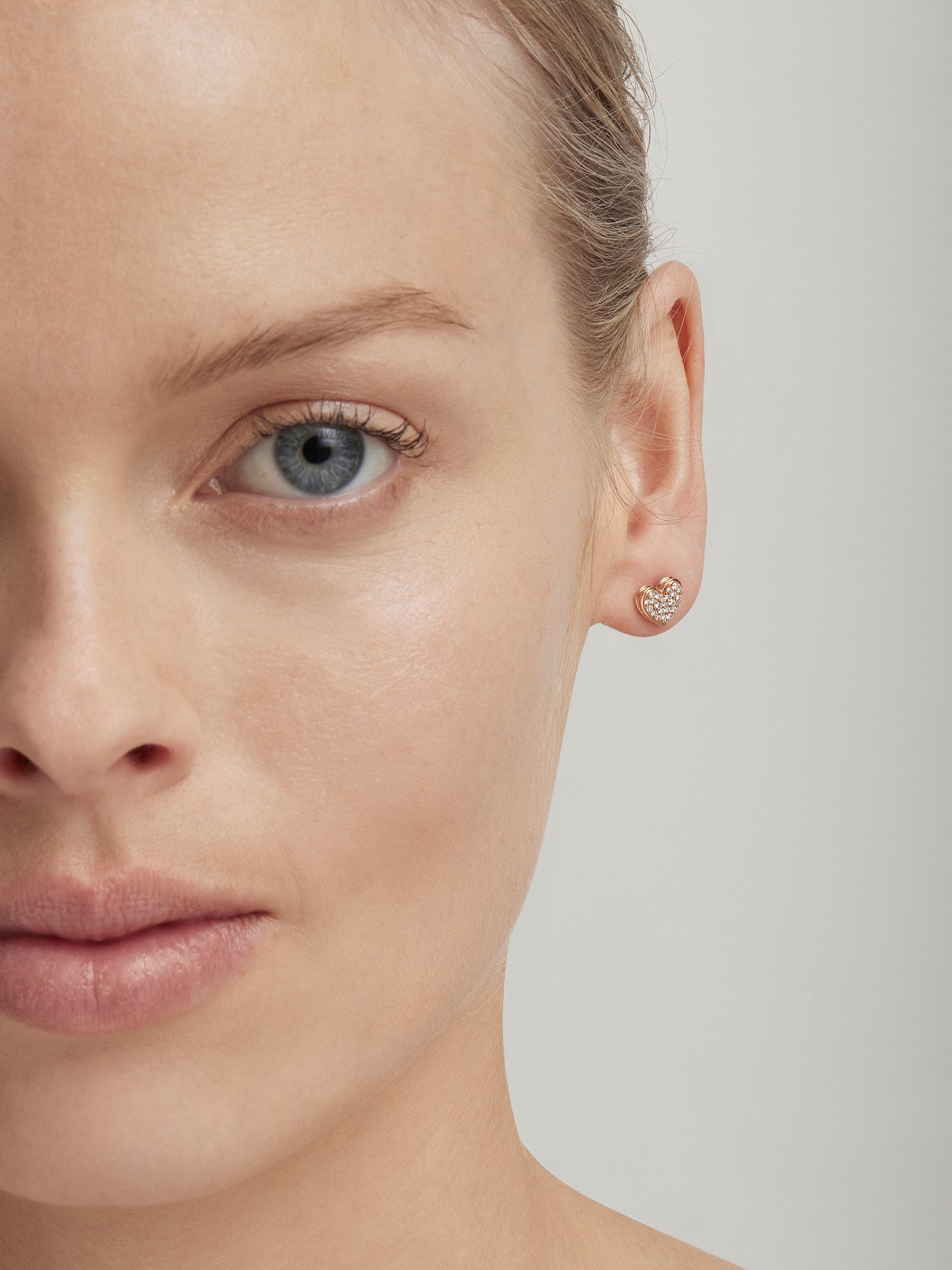 Caviar Heart Stud Earrings