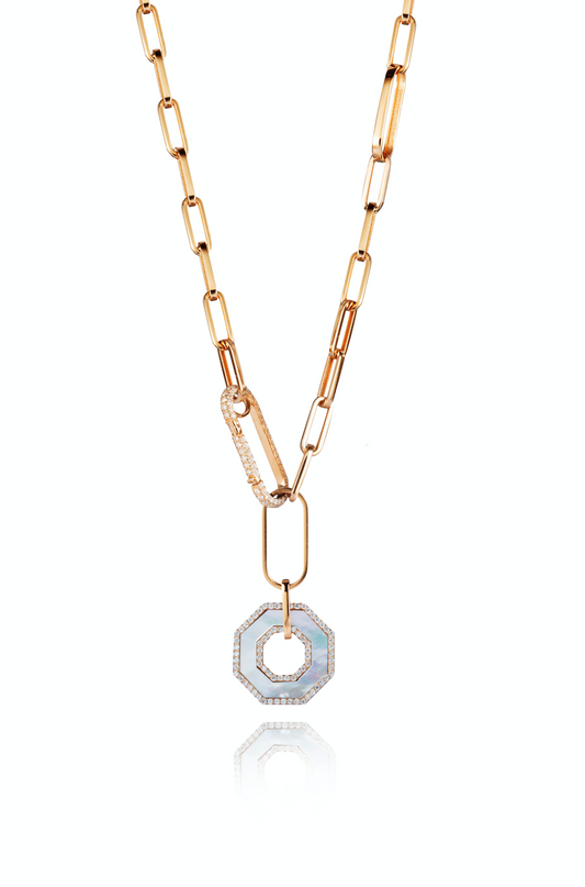 Pearl and diamond chain necklace