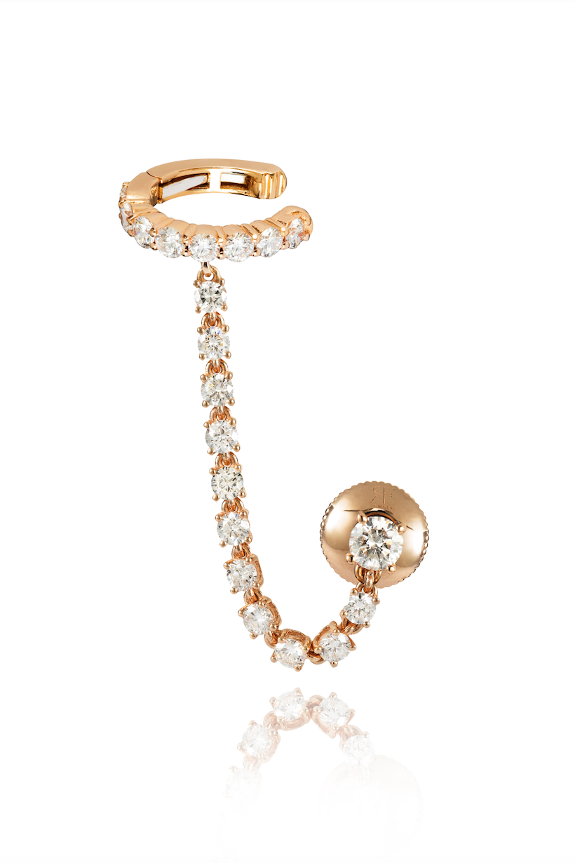 Gold and Diamond Double Earring