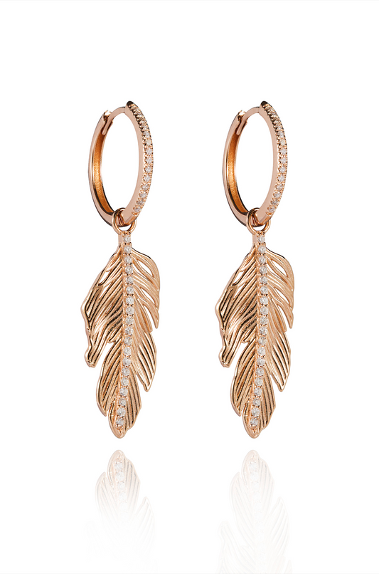 Diamond Feather Earrings