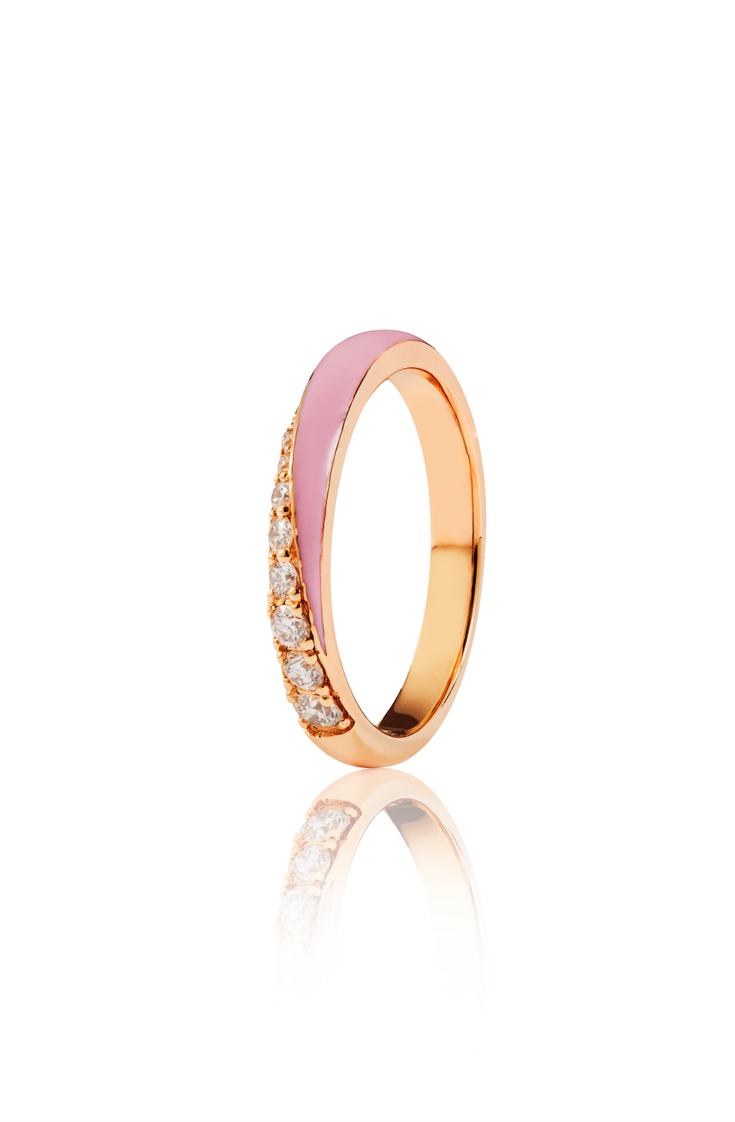 Diamond and Pink Enamel Ring