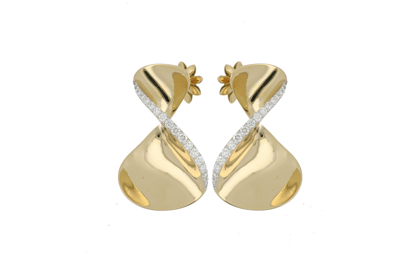 Gold and Diamond Twisted Earrings