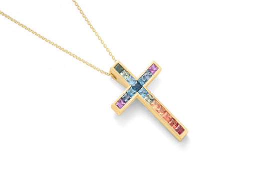 Colourful Sapphire Cross Pendant