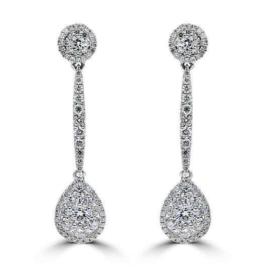 Long Diamond Drop Earrings