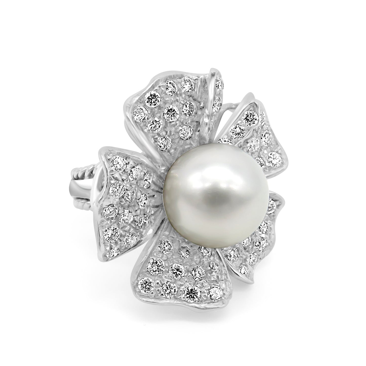 Diamond and South Sea Pearl Ring
