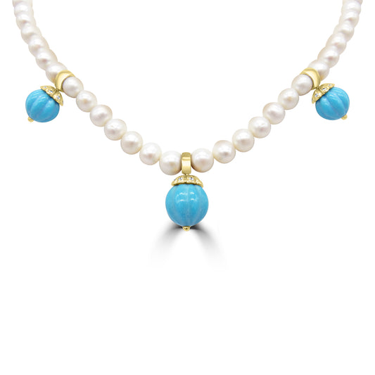 Turquoise and Pearl Necklace