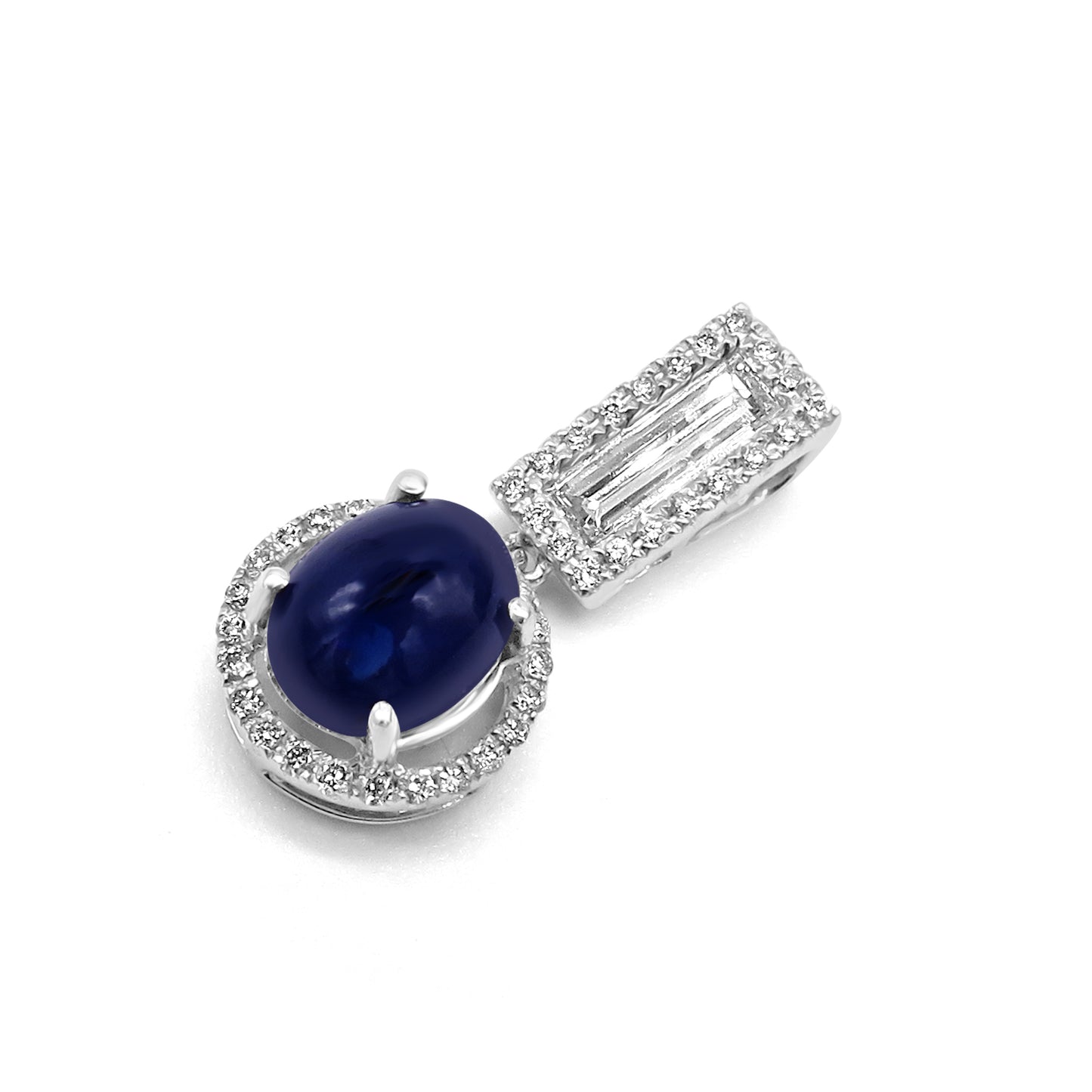 Sapphire Cabochon Pendant with Diamonds