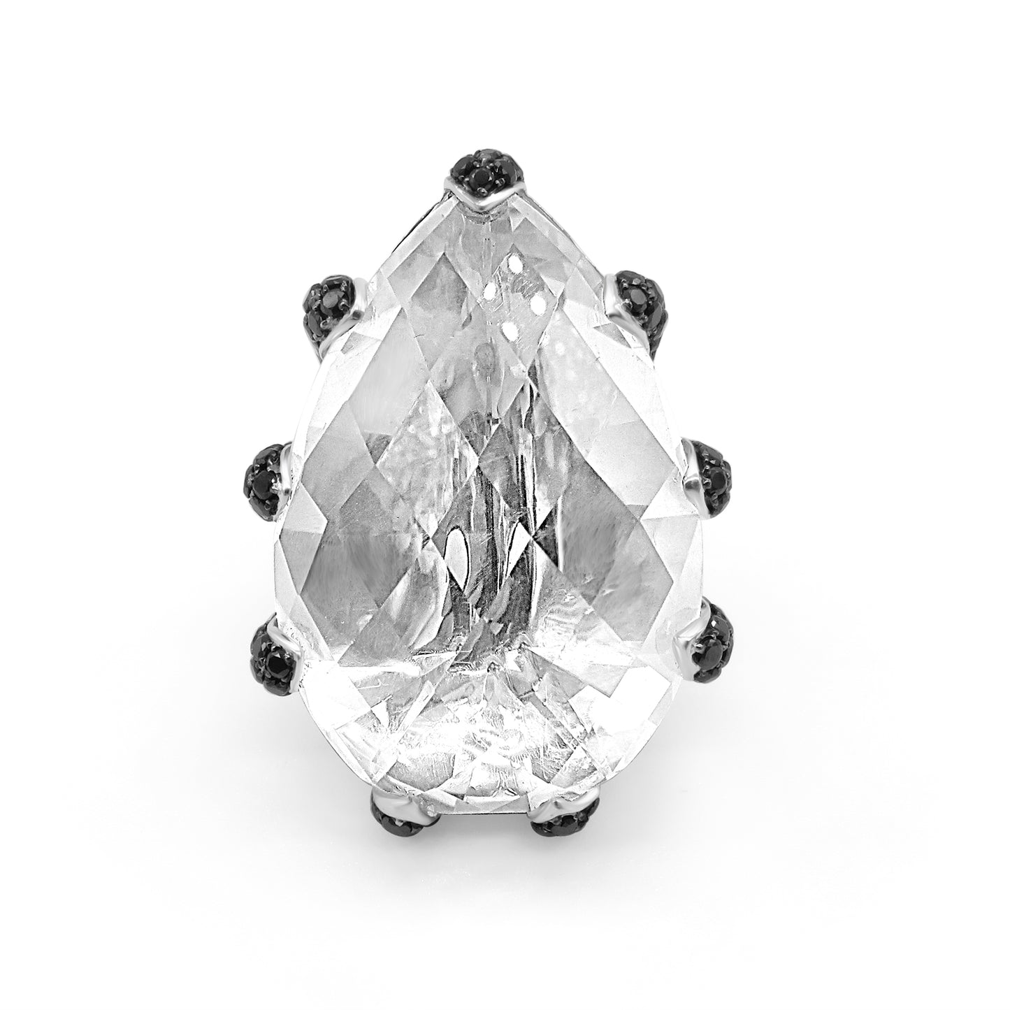 Black Diamonds and Quartz Ring