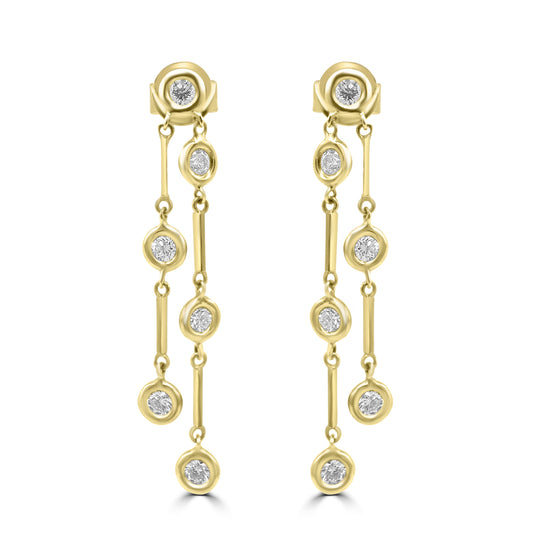 Long Gold and Diamond Earrings