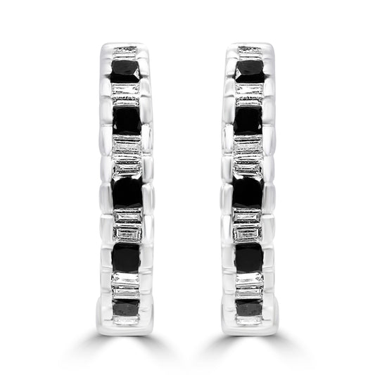 Black Diamond Hoop Earrings