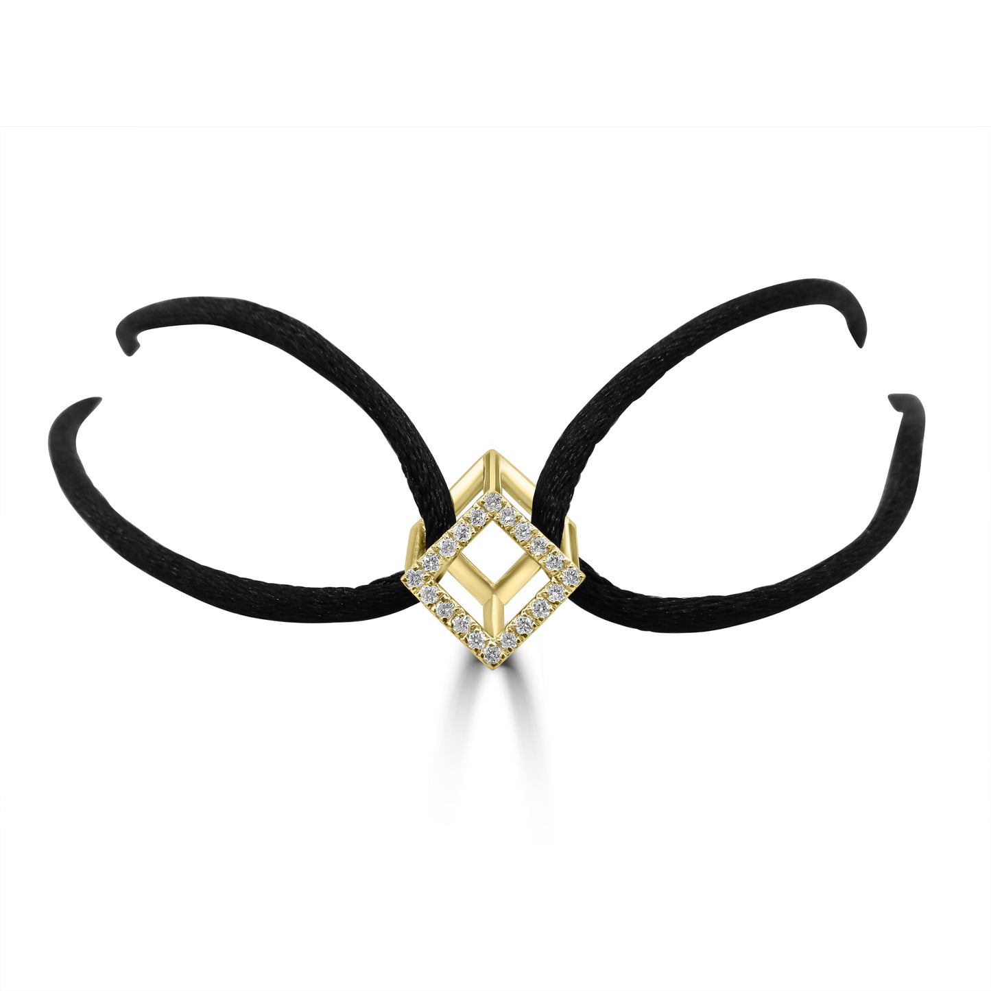 Diamond cube mirage choker with black silk ribbon