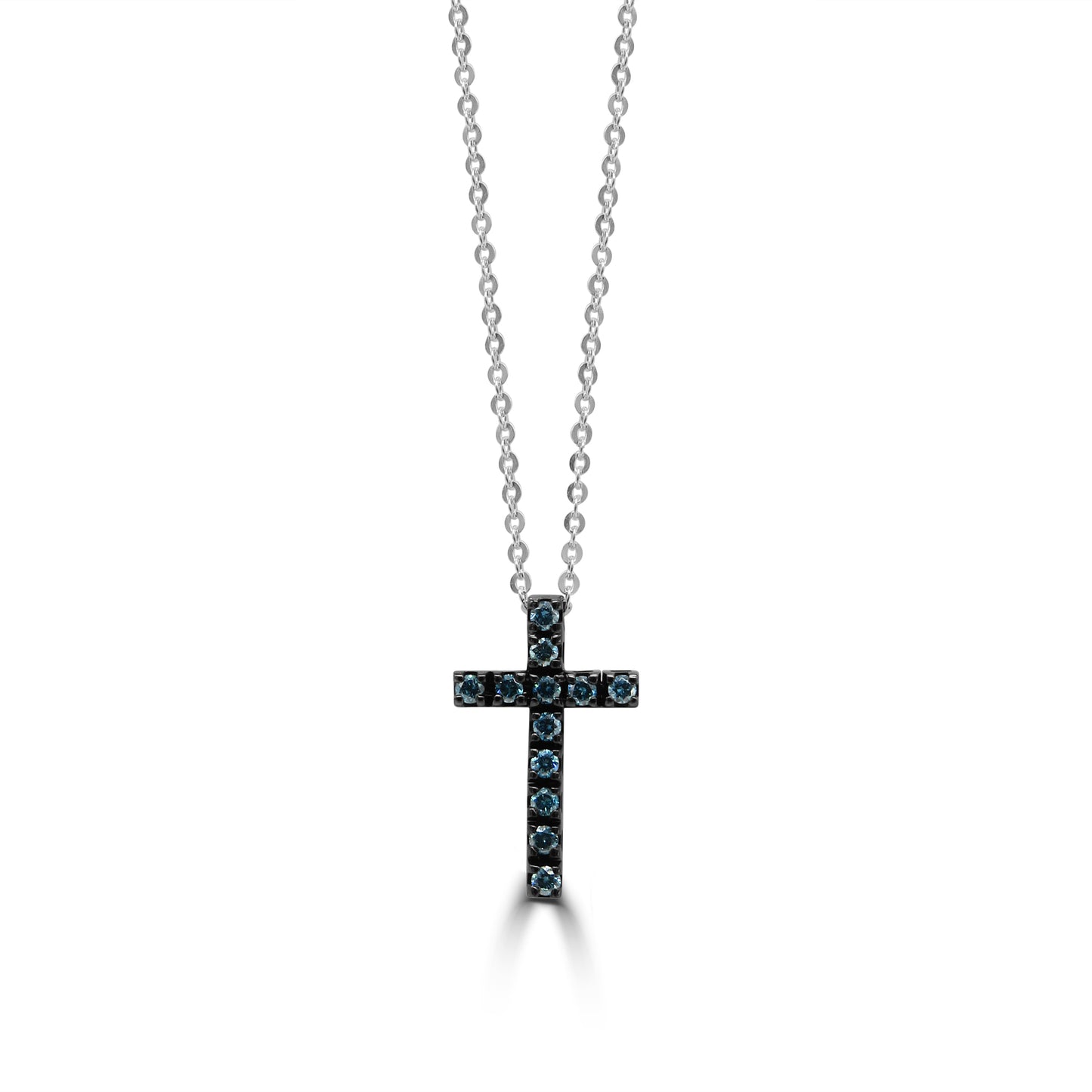 Blue Diamond Cross Necklace