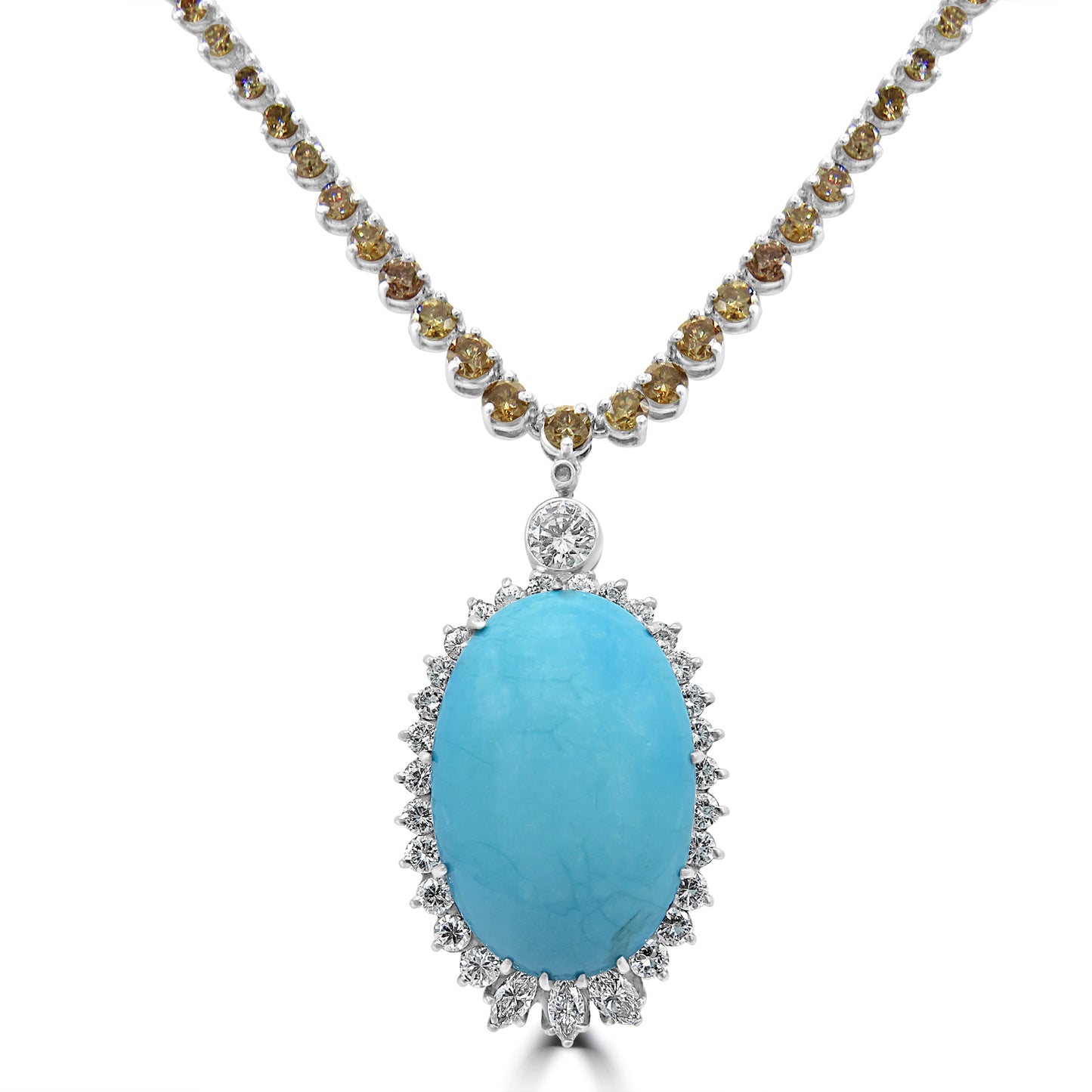Diamond and Persian Turquoise Necklace