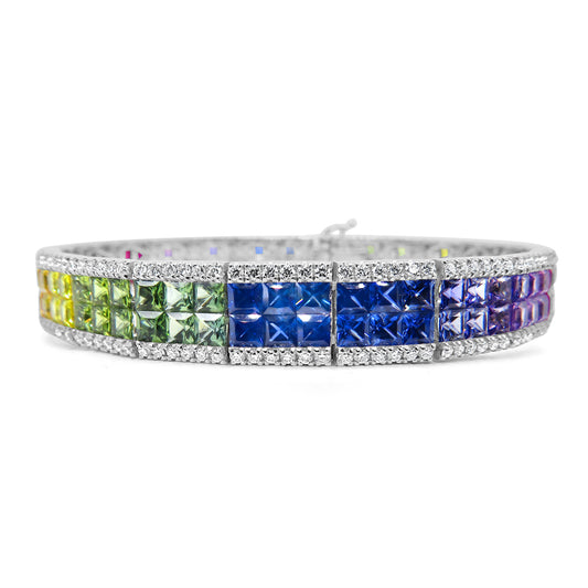 Rainbow Sapphire and Diamond Bracelet