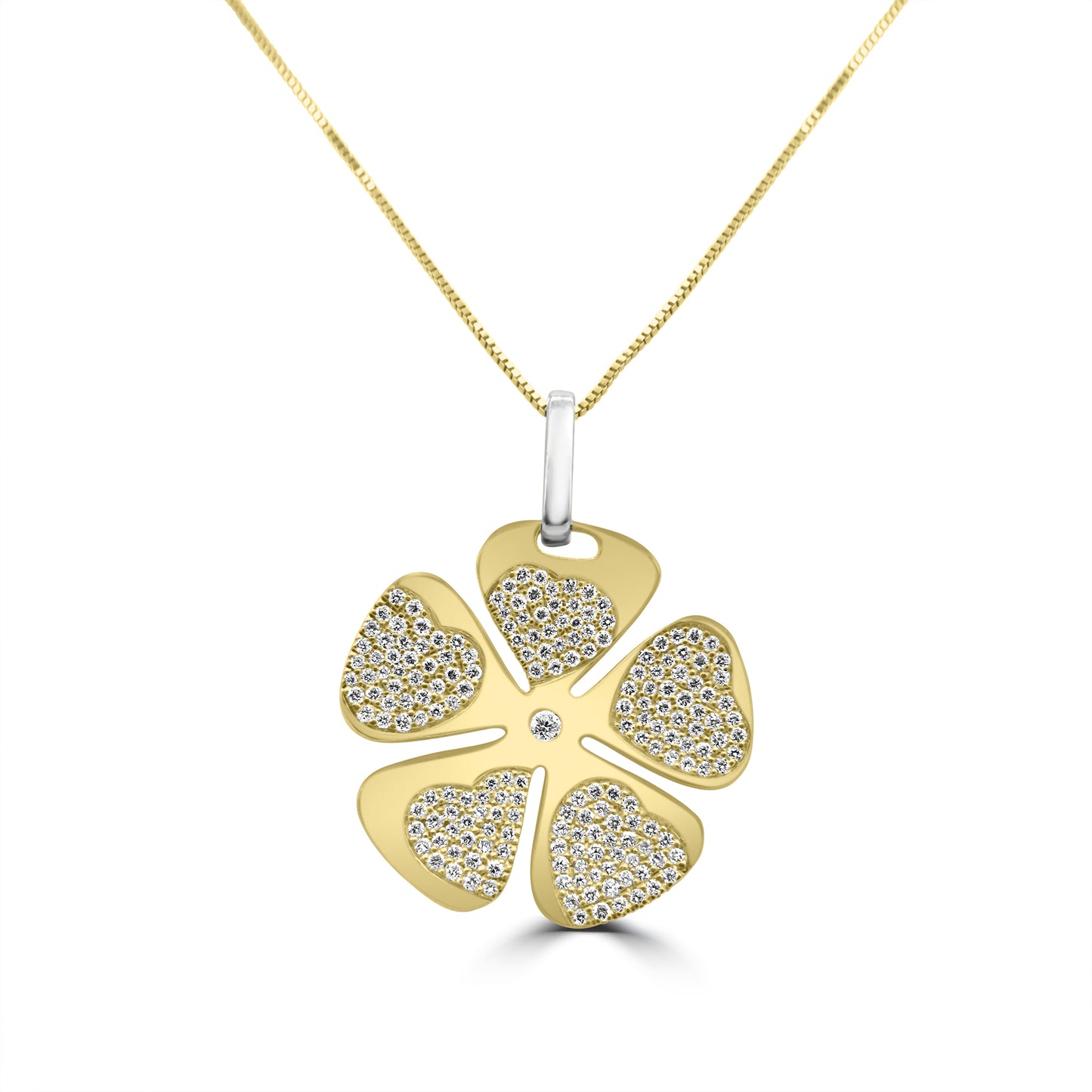 Gold Diamond Clover Pendant