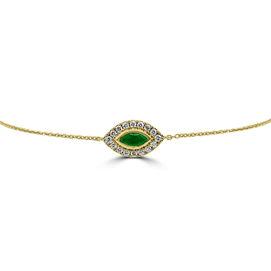Gold Bracelet with Emerald and Diamonds
